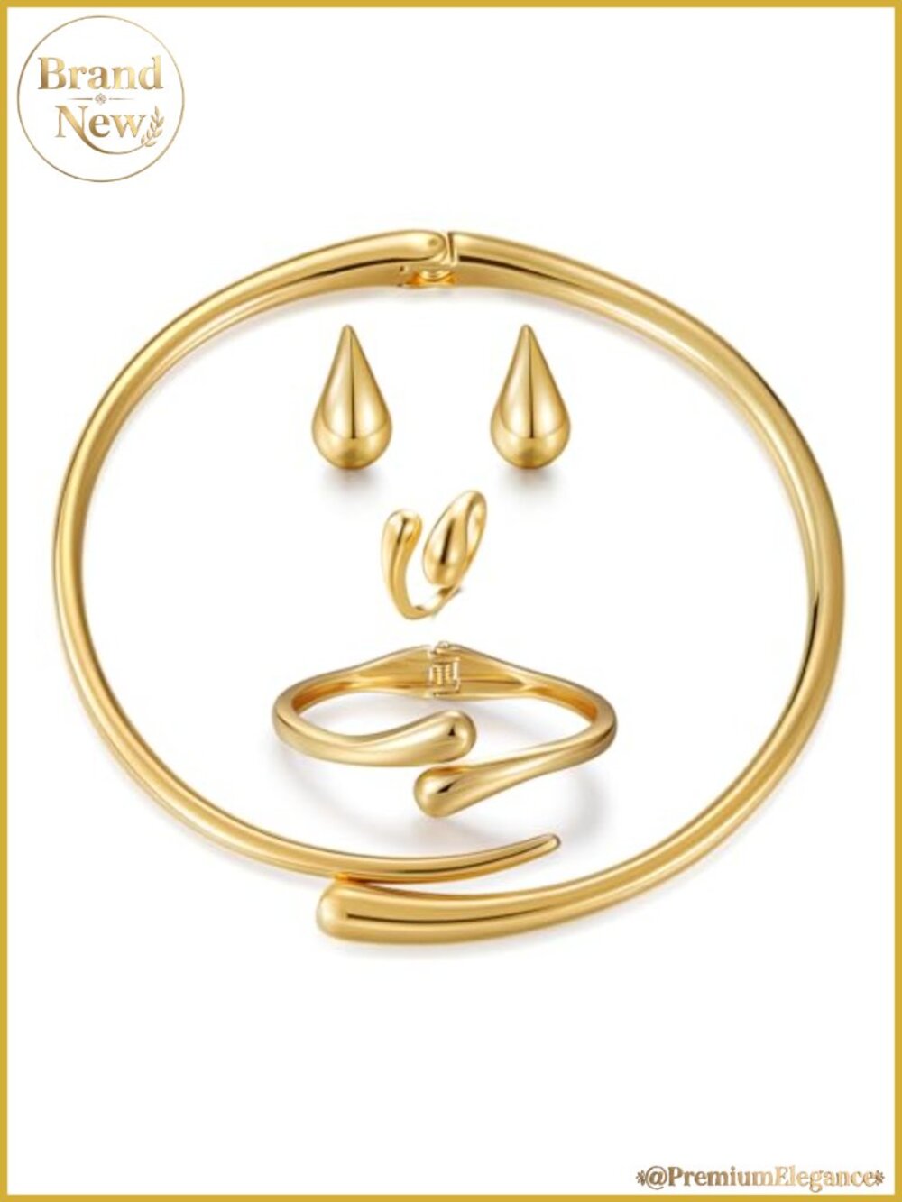 4 Pcs 14K Gold Plated Chunky Statement Jewelry Set for Women, Choker Necklace,